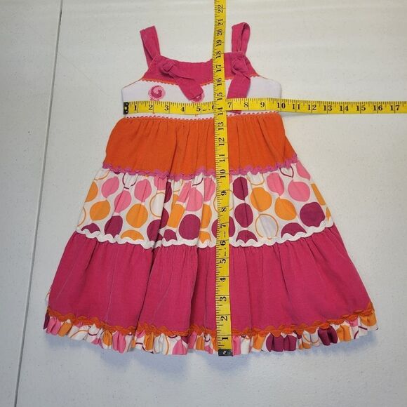 Beaux Et Belles Smocked Lollipop Corduroy Orange Pink Colorful Girls Dress - Picture 8 of 10